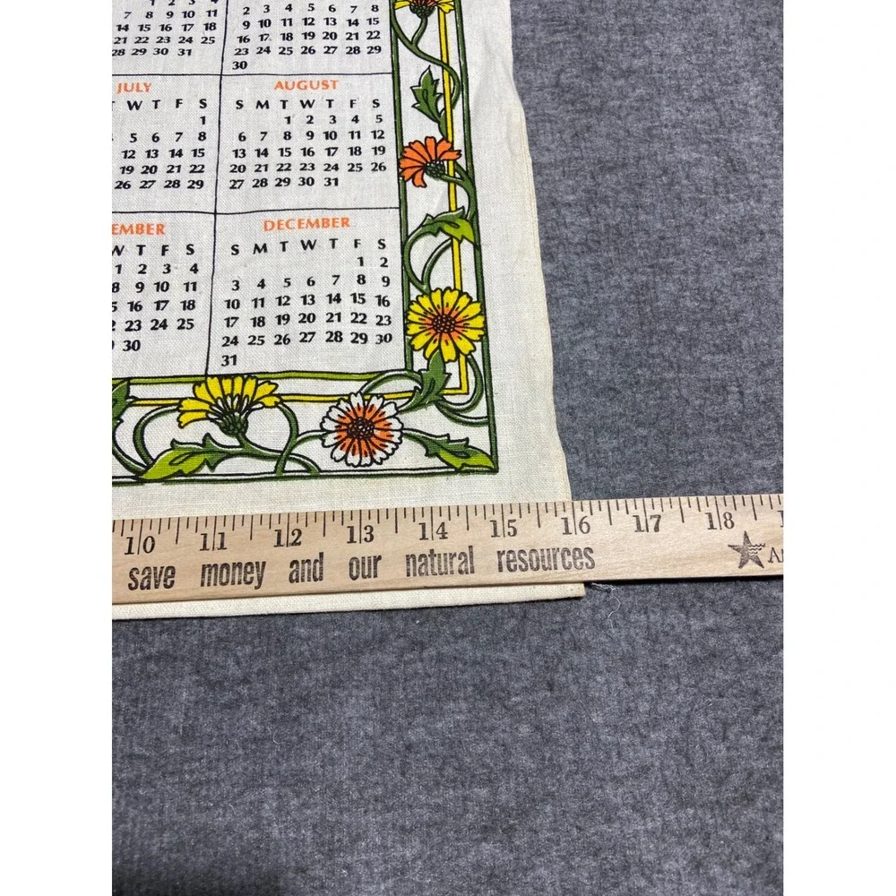 Vintage Calendar Tea Towels Lot 3 Multicolor 1967 1972 1973 Linen Farmhouse